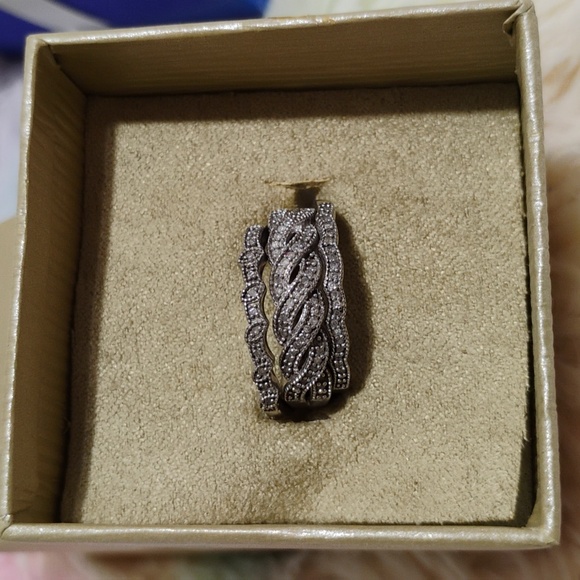 SALE! Stunning 3 Ring Trio Solid 925 Sterling Silver Genuine Diamonds Set - Picture 13 of 15